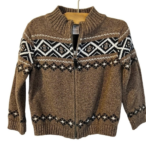 Carter's Other - Carter’s Baby Boy’s Brown Argyle Zip Up Sweater Cabincore
